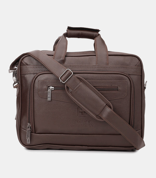 VERBEPRO Premium Leatherette Laptop Sling Bag l Brown
