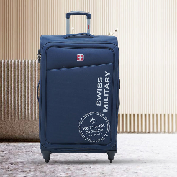 PORTON Navy Blue Soft-Sided Luggage Trolley Bag I 28 Inch